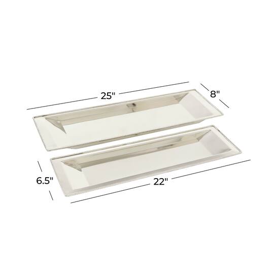 Set of 2" White Stainless Steel Traditional Tray, 22", 25"